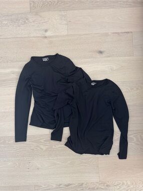 Magellan Outdoors Women Black Long Sleeve Crew Neck Stretch T-Shirt Solid S